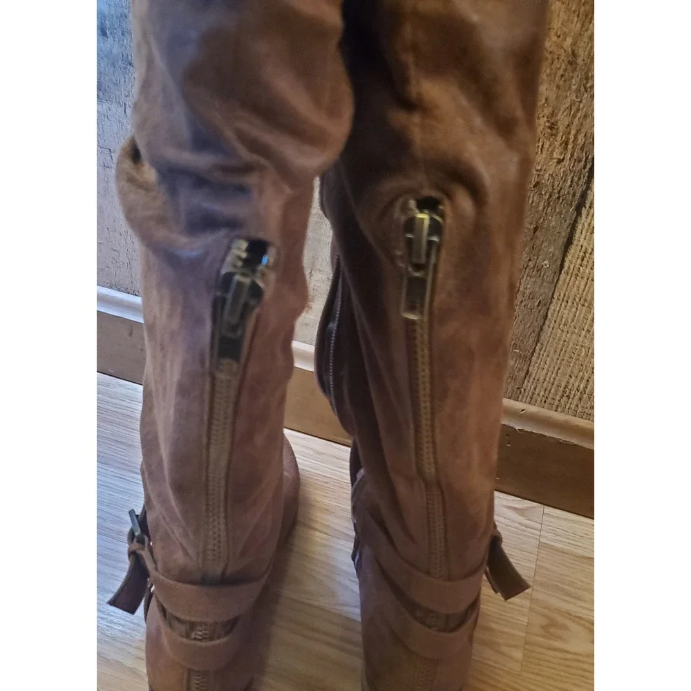 Carlos By Carlos Santana Jada Knee High Slouch Boots‎ Women's Size 7.5 Brown